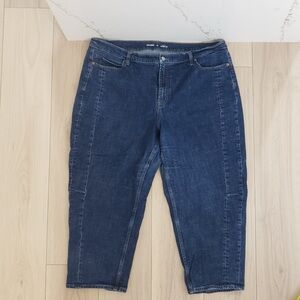 Old Navy High-Rise Barrel Leg Jeans Evie 20 | Dark Wash Ankle Crop